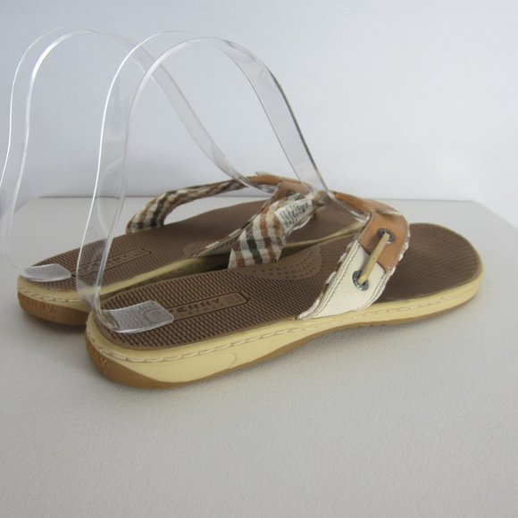 Sperry Top Sider 7.5 Ivory Beige Leather Flip Flop - Picture 11 of 11